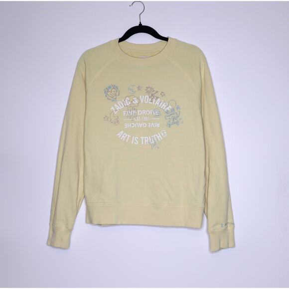 ZADIG AND VOLTAIRE Upper Insignia Sarı Sweatshirt Yellow Pullover Women's M - Picture 1 of 14